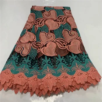 

Excellent African cord lace (5yards/pc)Free shipping faric with loverly flowers design two colors water soluble lace! 3L71813