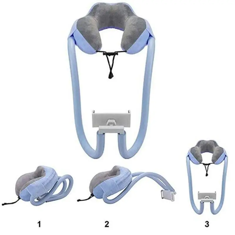 

2-in-1 U-Shaped Neck Pillow With Gooseneck Tablet Phone Holder, Memory Foam Nap Pillow with Flexible Phone Reading Holder