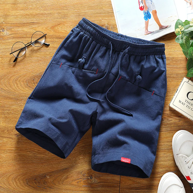 Sinicism летние мужские шорты кэжуал льняные хлопковые однотонные свободные мужские мягкие удобные льняные шорты на шнурке Большие размеры S-5XL