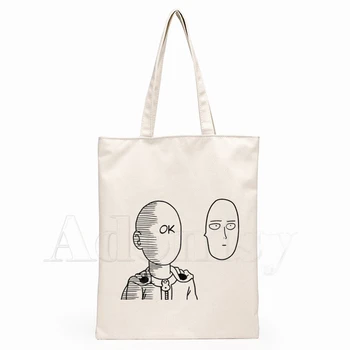 

One Punch Man Japanese Anime New Arrives Art Canvas Bag Totes Simple Print Shopping Bags Girls Life Casual Pacakge