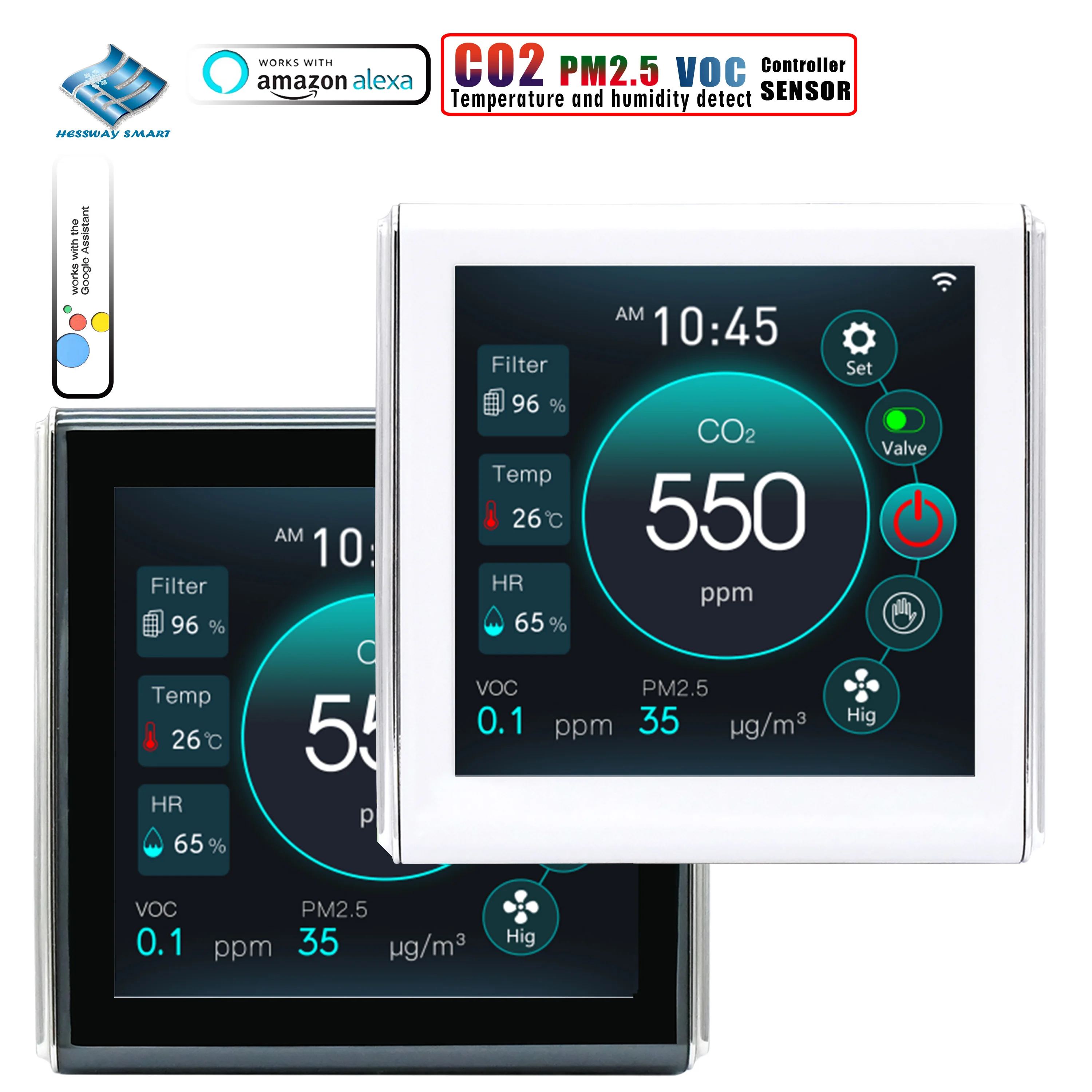 Nather NDIR 공기 품질 제어 CO2, PM2.5, VOC 센서, 팬 조절기, 와이파이 TUYA 온도 습도 감지기, 0-10V AC