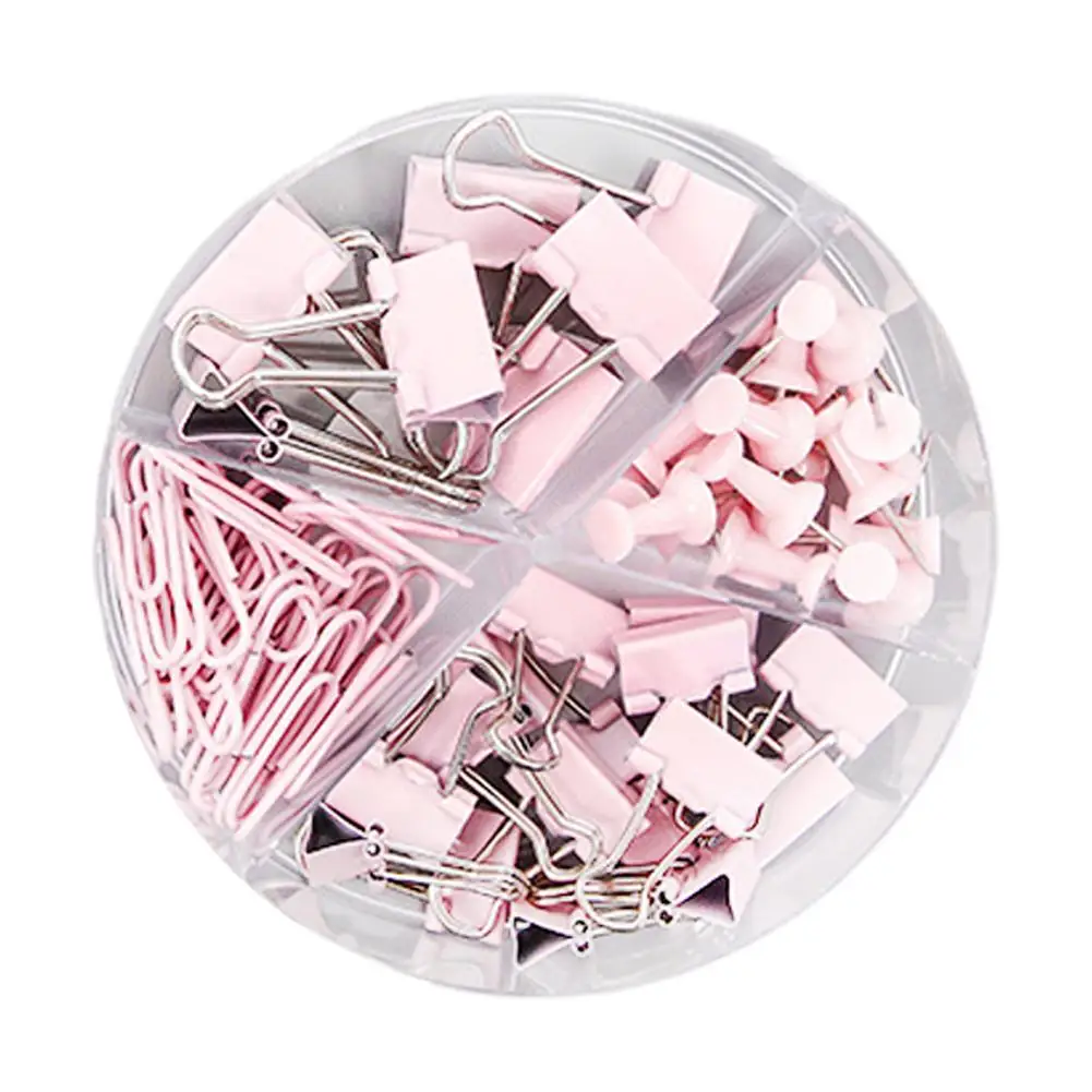 Light Pink 72 шт. скрепки для бумаги, зажимы, булавки с акриловой коробкой для офиса, школьные принадлежности, набор папок - Цвет: Light Pink