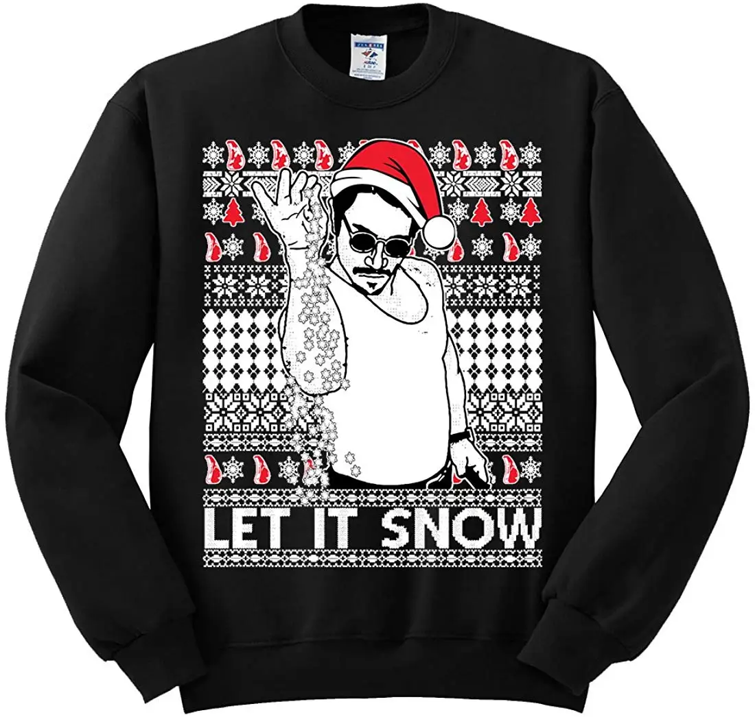 Salt Bae Let It Snow | мужская уродливая Рождественская футболка с круглым вырезом и графическим принтом Унисекс Мужская толстовка с капюшоном