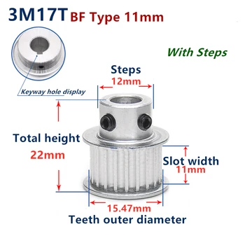

Teeth Synchronous Wheel 3M17 teeth 18 teeth 3M17T 18T Timing Belt Pulley slot width 11mm K type BF type large step timing pulley