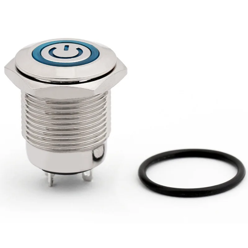 

Metal Button Switch 19 Mm Metal Push-Button Reset Switch Power Supply Symbol Light Included Access Control Security Switch