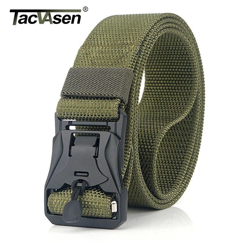 

TACVASEN Nylon Belt Men Military Tactical Knitted Canvas Waist Belt Quick Release Heavy Duty Waistband Belt with Metal Buckle