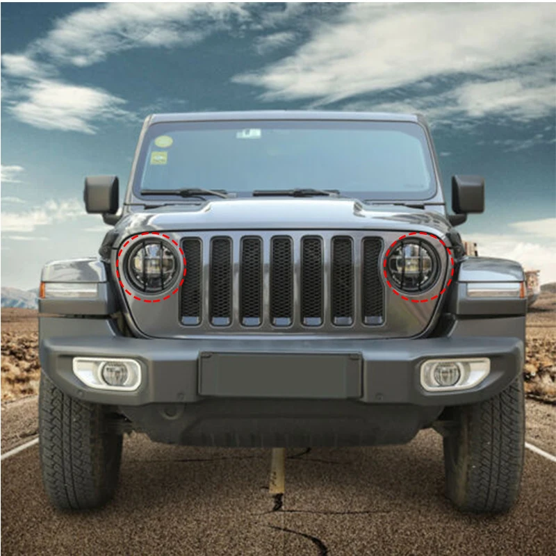 Pair Front Headlight Lamp Guard Cover Trim For Jeep Wrangler JL JT