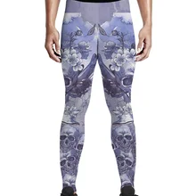 Фиолетовый цветок индаин брюки с черепом мужские Леггинсы счастливые не просвечивающие высокой талией компрессионные стрейч подходят размера плюс быстросохнущие Pat