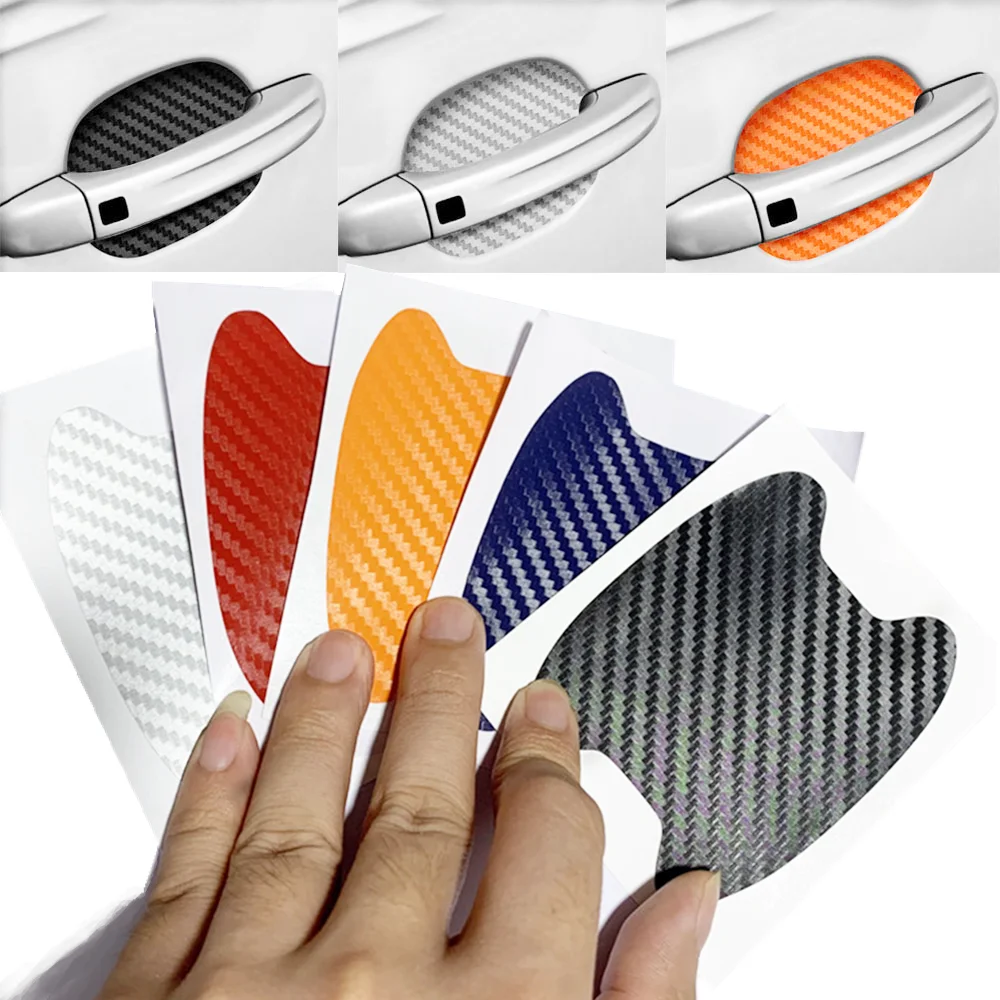 Car Door Handle 3d Carbon Fiber Vinyl Anti Scratches Protector Stickers