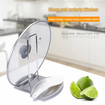 

Multifunction Stainless Steel Pan Pot Cover Lid Rack Stand Spoon Holder Home Storage Soup Spoon Organizer Kitchen Cooking Tools