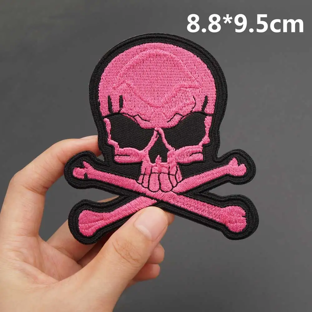 Patch Termoadesivo Ricamato Biker Teschio 11,1 X 5,9 Cm - Personalizza Giubbotti E Borse - 4