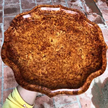 

37.5x2.5cm Top quality Burma's Rosewood Fruit plate decoration full burl Finest wood artwork worthy investment collection