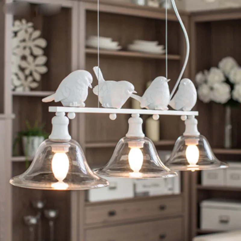 

Simple creative chandelier living room restaurant lighting led chandelier modern three-headed glass bird lighting LM5081351py