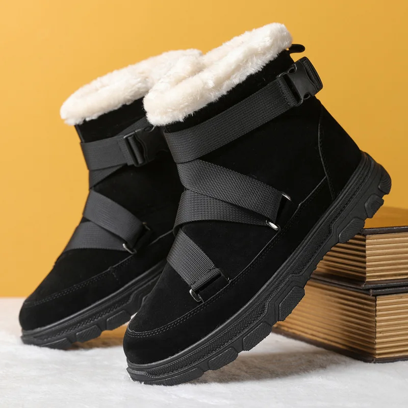 Martin zapatos informales para hombre, botas peludas con tirantes,  zapatillas de Hip Hop, botines cómodos de piel de felpa, invierno, 2022| Botas básicas| - AliExpress