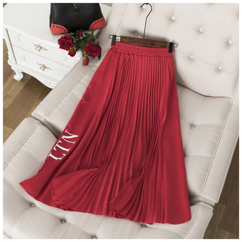 OllyMurs, новинка, летние женские юбки, сексуальная модная женская юбка с надписью, черные, красные плиссированные юбки, Vestidos, шикарная юбка для вечеринки