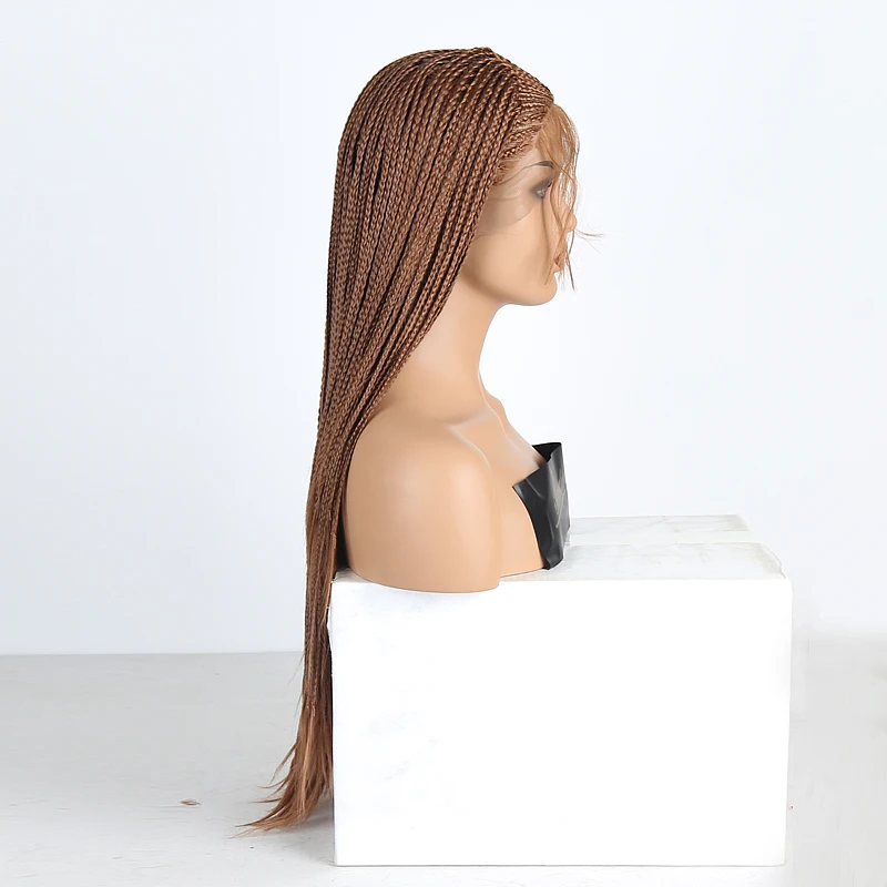 RONGDUOYI коричневая прическа плетеная коробка косички парик синтетический парик фронта шнурка Длинные термостойкие волокна волос парики шнурка для женщин