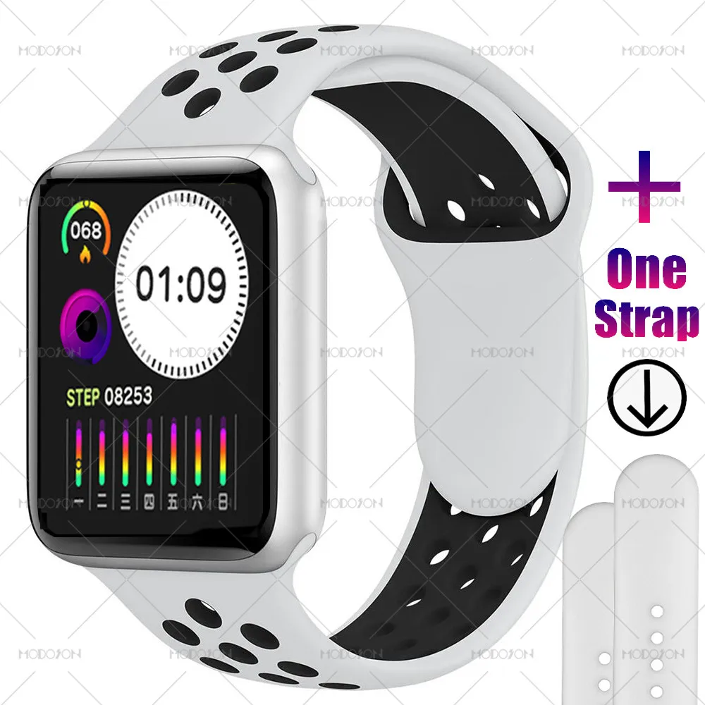 MODOSON умные часы iwo 12 мини серия 5 всегда яркий экран пульсометр кровяное давление 40 мм умные часы для Apple iphone Android - Цвет: silver white black
