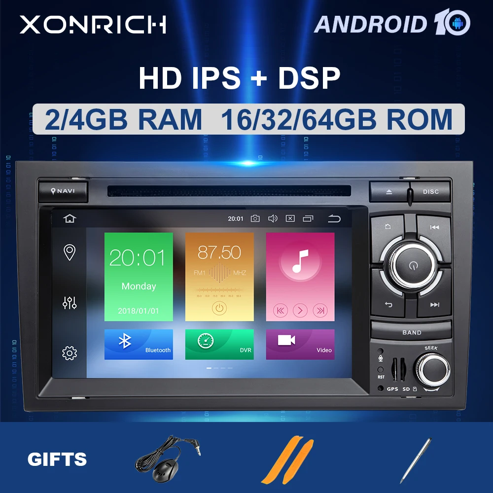 Автомагнитола IPS DSP 2 din Android 10 GPS для Audi A4 B8 B6 B7 S4 RS4 SEAT Exeo Навигация Dvd плеер 4 ГБ 64 |