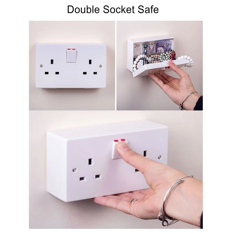 

Wall Plug Socket Plastic Storage Box Secret Money Storage Container Security Safe Locker Jewelry Box Collection Case Organizador