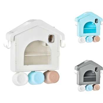 

Wall-Mounted Toothbrush Holder Automatic Toothpaste Dispenser Double Storage Rack Cups Holder Bathroom Accessories