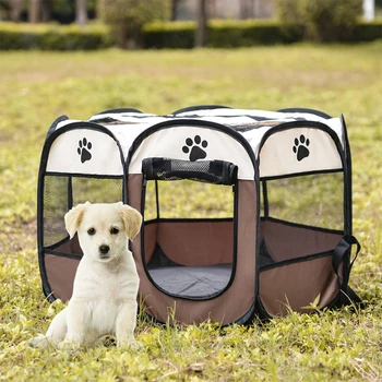 

Dog House Portable Foldable Playpen Pet Puppy Exercise Dog Kennel Cage Resistant Outdoor Pet Mat Removable Dog Tent Bed Fence