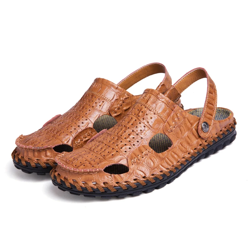

2020 Summer Leather Sandals New Men Shoes Fashion Breathable Water Trekking Sandals Flat Comfortable Male Outdoor Beach Sandals