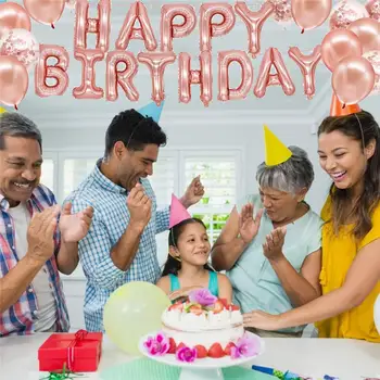 

44 Pcs Different Size Rose Gold Birthday Balloon Set Birthday Party Decoration Set Birthday Letter Balloon