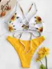 Conjunto de bikini con estampado de girasoles para mujer, bikini con relleno con push-up, traje de baño sexy de estilo bandage 2022 ► Foto 2/6