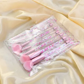 

7pcs Transparent Crystal Sequins Makeup Brush Set with Rhinestone Handle Cosmetic Brushes Kit Make up Tool Toiletry Kit Cosmetic