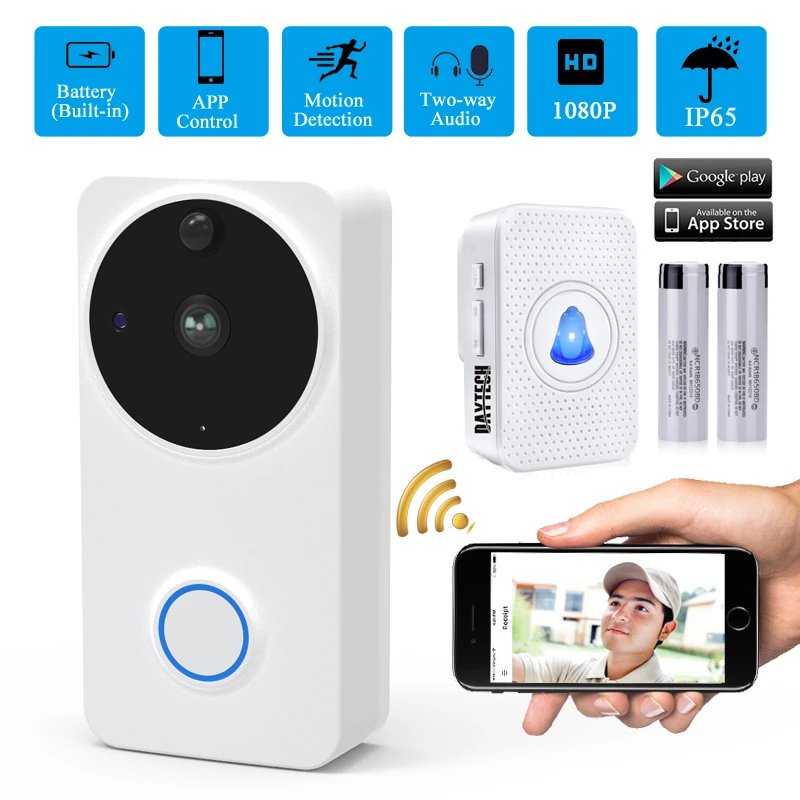 #*Cheap DAYTECH Wireless Video Camera Doorbell Intercom Door Phone Outdoor 1080P WiFi Camera Battery IP65 Door Bell Alarm Home Security
