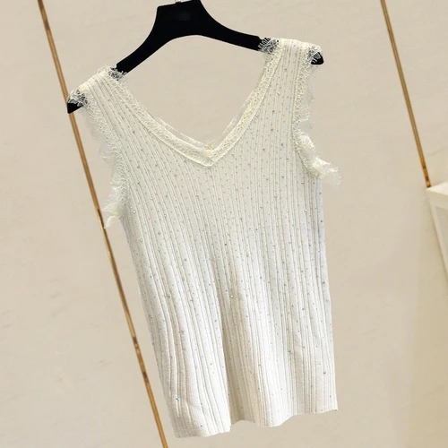 Летний Модный жакет майки футболки для женщин сверхмощный глажка и сверление Вязание Топы Insidewear и верхняя одежда женский топ - Цвет: apricot
