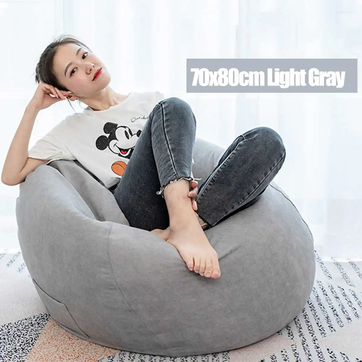 light grey Nesloth полный ленивый BeanBag диваны стулья с внутренним вкладышем и EPS наполнитель шезлонг кресло мешок пуф слоеного дивана татами гостиной мини - Цвет: light grey