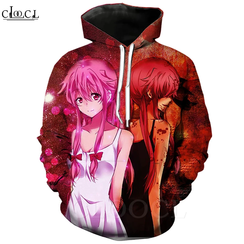 Толстовки с капюшоном в стиле аниме Future Diary для мужчин и женщин хипстерская
