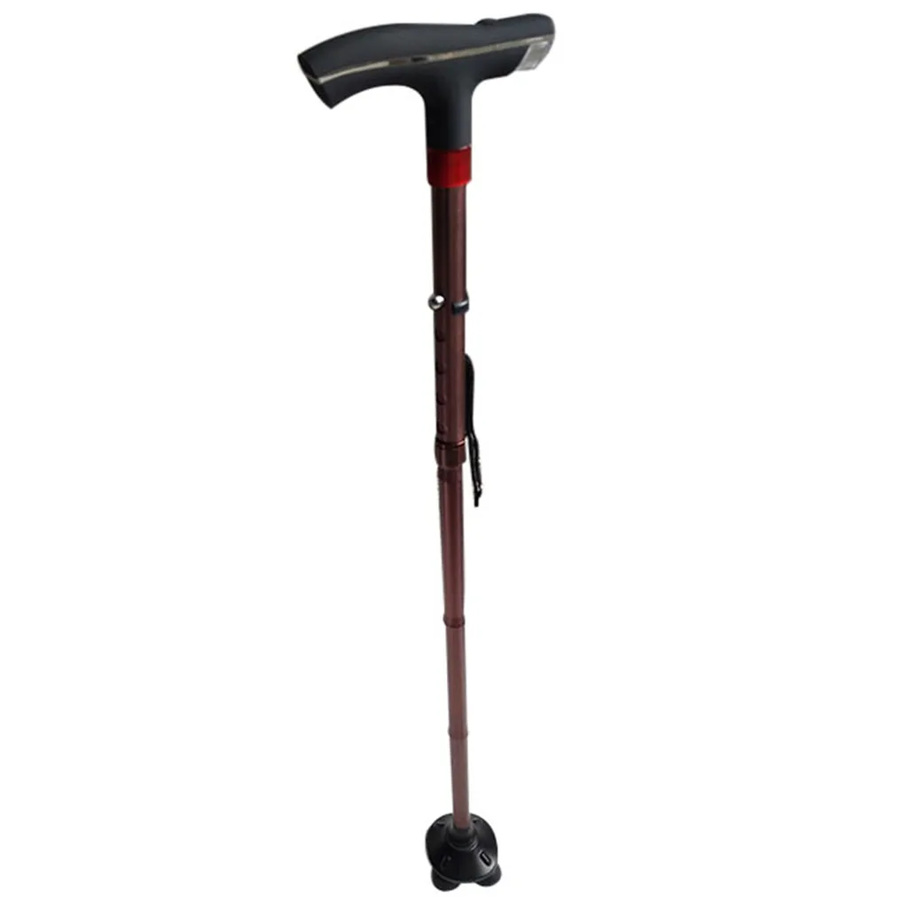 Adjustable Folding Walking Cane with LED Light and Security Alarm Anti Slip Lightweight Walking Stick Balancing Mobility Aid