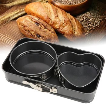 

3pcs/set Removable Bottom Carbon Steel Tray DIY Baking Cake Mold Mini Springform Pan Dessert Birthday Party Leakproof Cheesecake