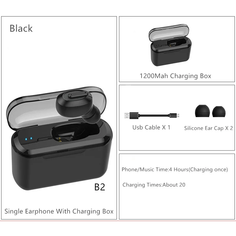 Мини Tws наушники Bluetooth 5,0 наушники перезаряжаемая гарнитура Blutooth Беспроводные наушники с зарядным устройством светодиодный дисплей Handfree - Цвет: B2