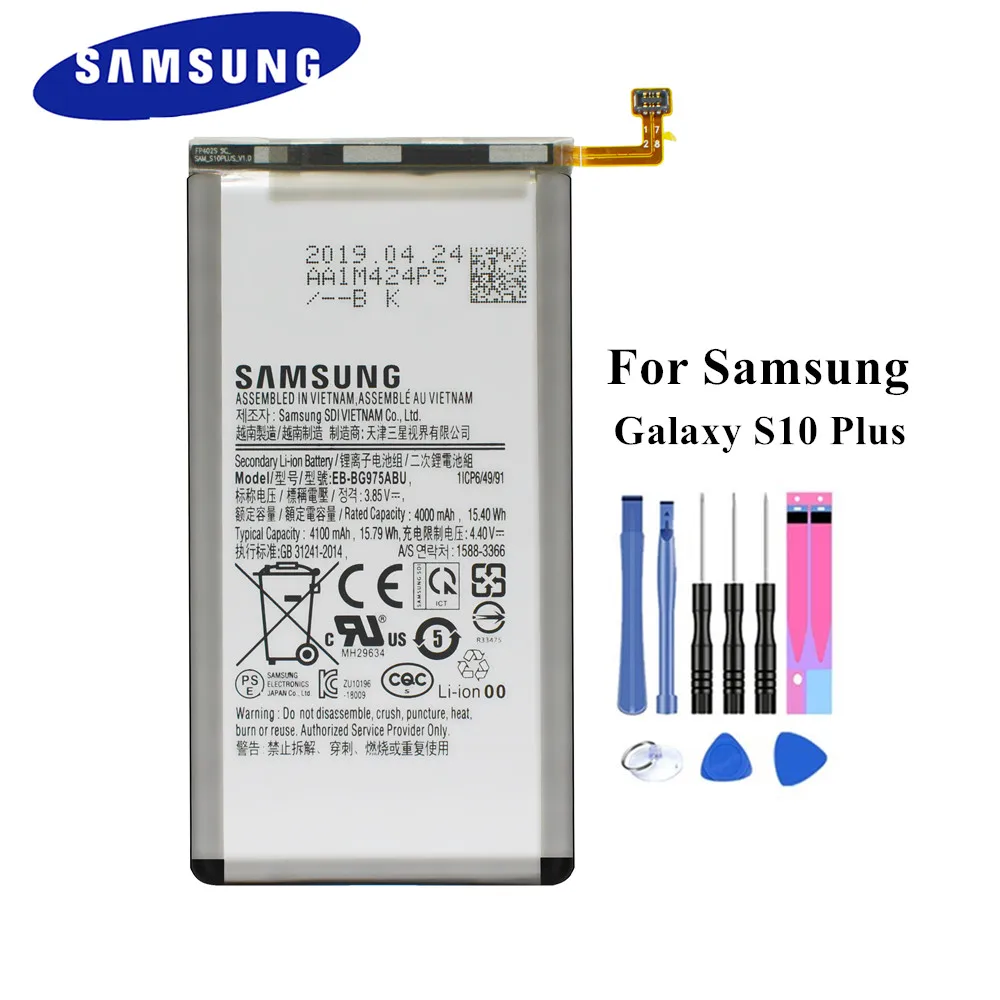 Аккумулятор EB-BG975ABU для samsung Galaxy S10 Plus S10+ SM-G975F G975U G975W G9750 4000/4100mAh+ набор инструментов