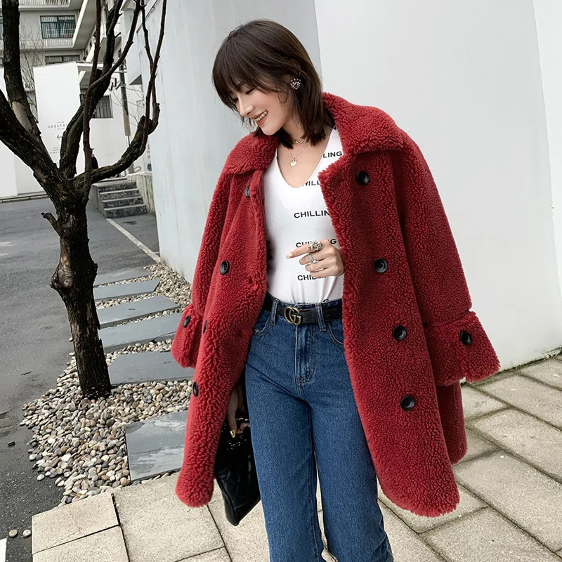 

Autumn Winter Coat Women Clothes 2020 Korean Wool Jacket Real Fur Coat Female Sheep Shearling Tops Manteau Femme K1960 YY1802
