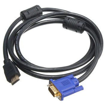 

1.8M Blue HDTV HDMI to VGA HD15 Male Adapter Cable Converter for PC TV DF New