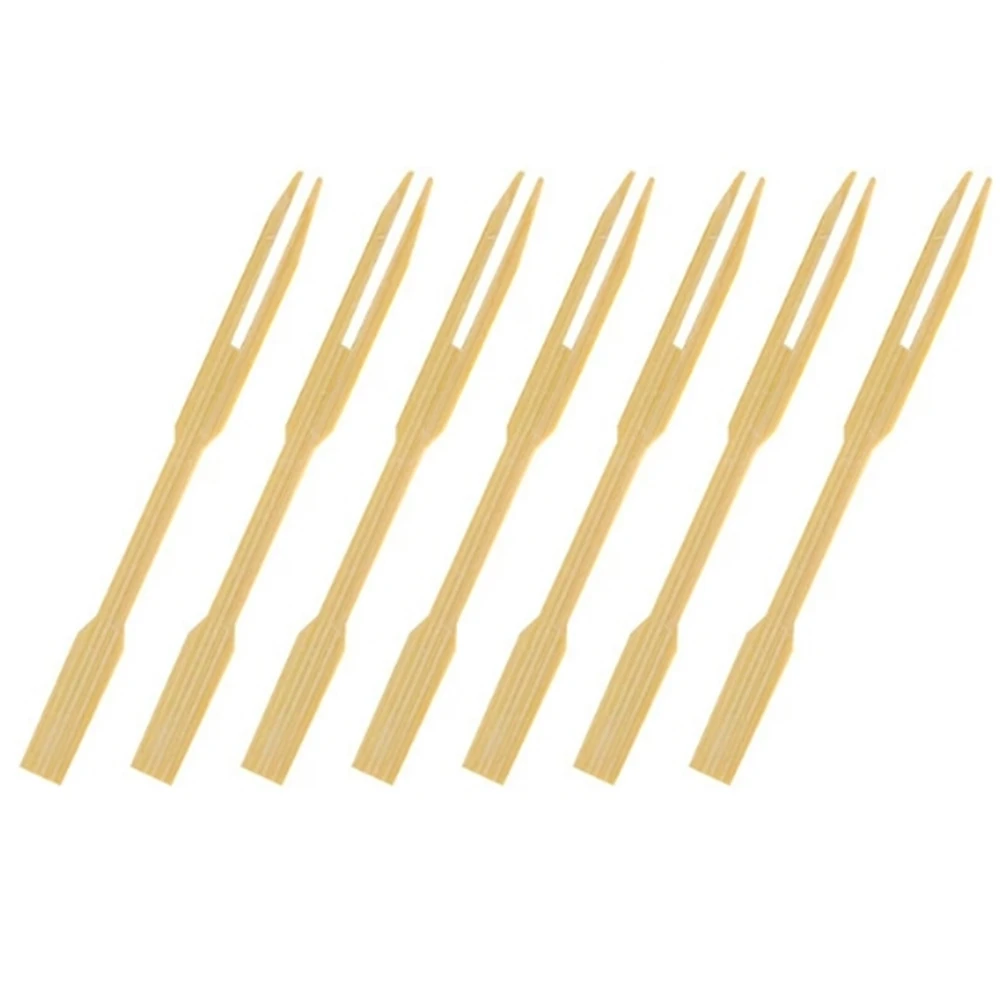 80pcs/bag Bamboo Fruit Forks Picnic Tableware Disposable Cake Forks Catering Forks