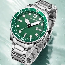 

Luxury Quartz Watch Date Calendar Silicone Strap Watches Green Dial Waterproof Male Military Sport Clock relogios masculino