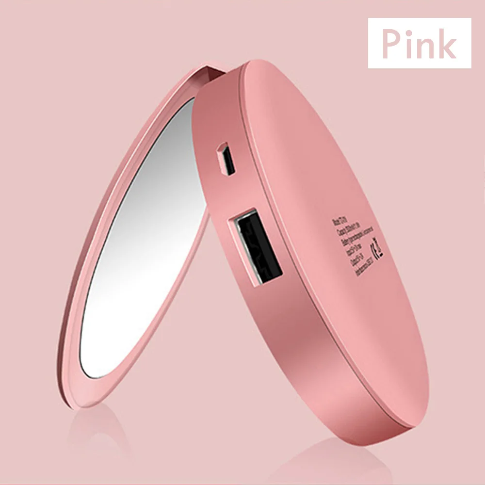 Portable LED Lighted Mini Circular Makeup Mirror Compact Travel Sensing Lighting Cosmetic Mirror Wireless USB Charging