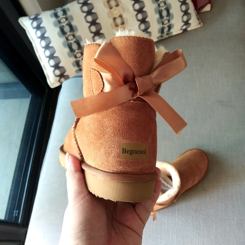 Begocool женские зимние ботинки; теплые зимние ботинки в австралийском стиле; дизайнерская обувь из натуральной коровьей замши; женские ботинки