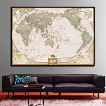 

24x36cm National Geographic World Map Revised June 2011 For Home Wall Decor And Learn Education