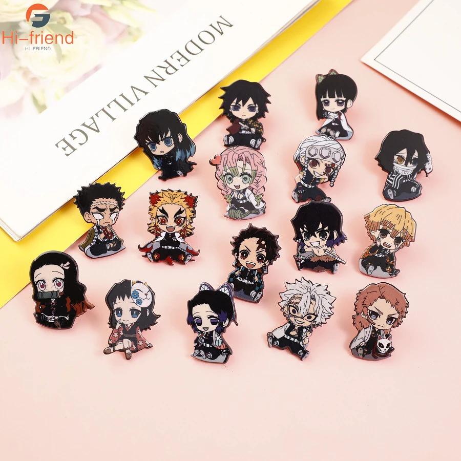 Demons Slayer Anime Role Enamel Pins Acrylic DIY Decorative for Women Man Birthday Present Kids Toy