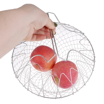 

Kitchen Stainless Steel Filter Oil Net Leaking Spoon French Fries Tools Drain Basket Household Leak Net Spoon Folding Filter