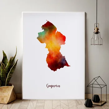 

Guyana map watercolor Map Modern City Canvas Art Print Wall Pictures for Living Room No Frame