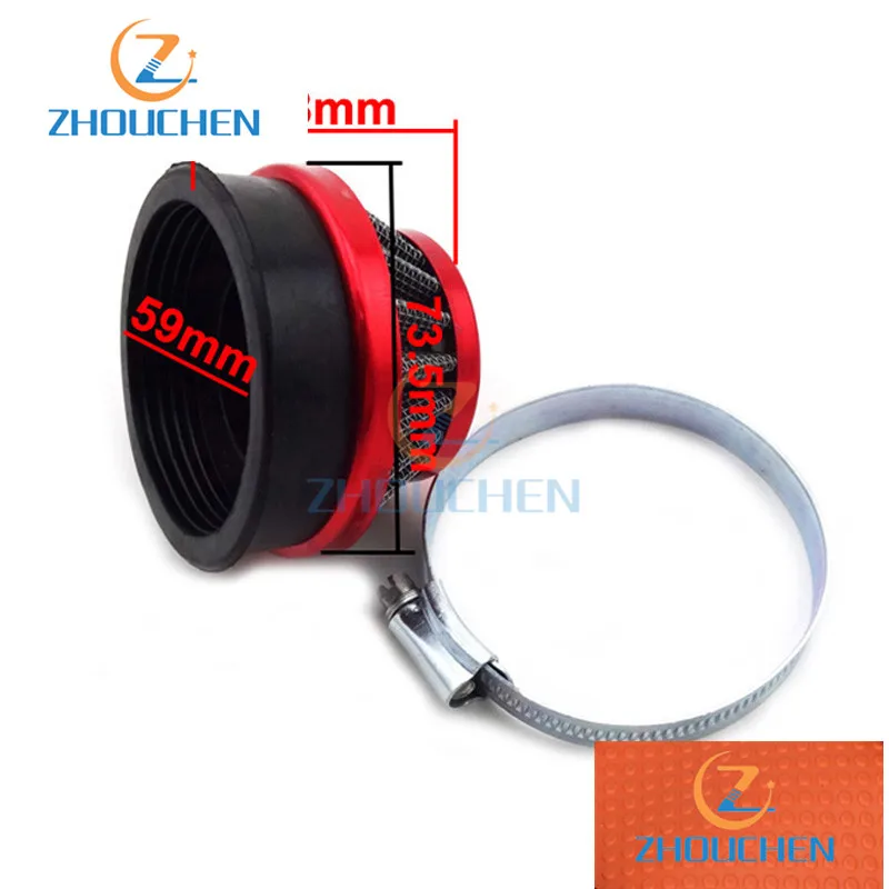 Racing 60mm Red Air Filter Clearner For Gas Motorized Bicycle Push Mini Moto Pocket Bike ATV Quad 4 Wheeler Motorcycle