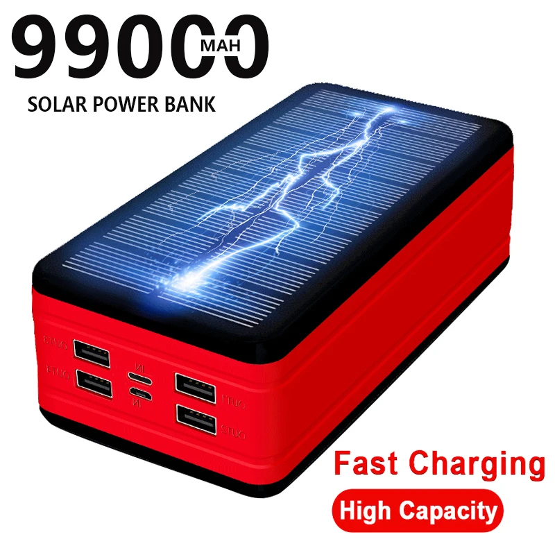 Vendedor Caliente Banco de energía Solar de 99000mAh para exteriores, cargador portátil de gran capacidad, resistente al agua, LED, para Iphone, Xiaomi, Samsung QMrXe15BZgZ