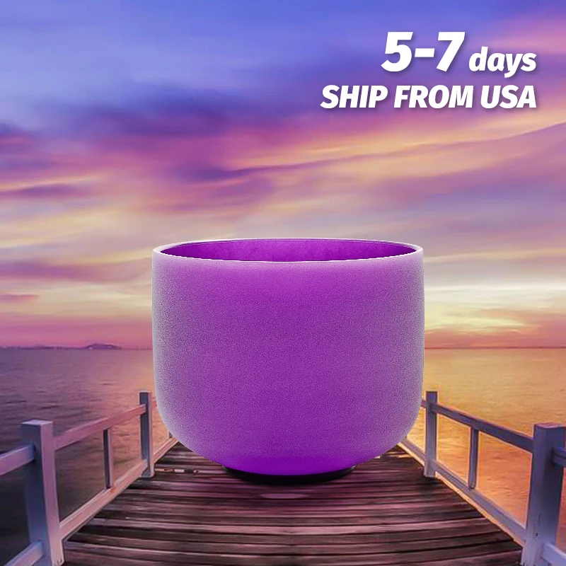 

TOPFUND B Note Crown Chakra Purple Colored Frosted Quartz Crystal Singing Bowl